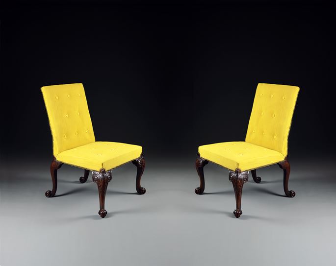 A Rare Pair of Period Carved Mahogany Side Chairs of Exceptional Colour and Patination | MasterArt